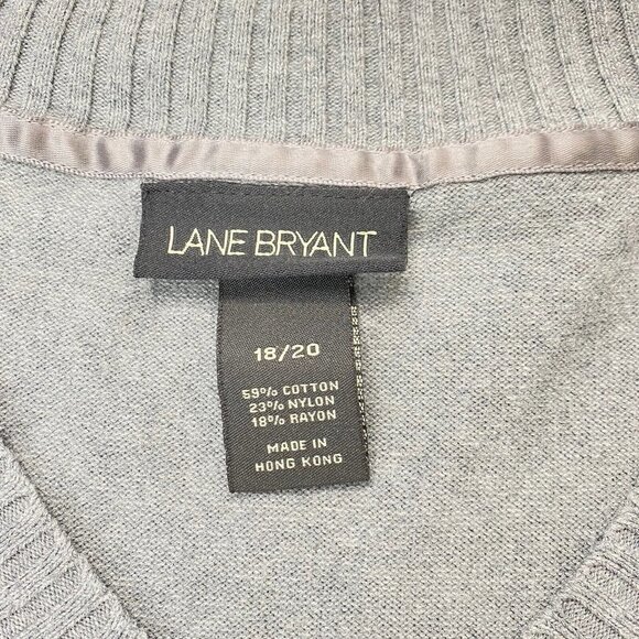 Vintage Lane Bryant Sweater Women's 18 20 Gray Long Sleeve Pullover V Neck Solid - Picture 7 of 8